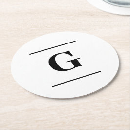 Minimalistisch-weißes Monogramm Runder Pappuntersetzer