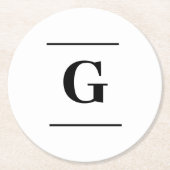 Minimalistisch-weißes Monogramm Runder Pappuntersetzer (Vorderseite)