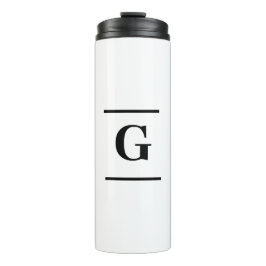 Minimalistisch-weißes Monogramm Thermosbecher