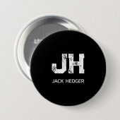MINIMALISTISCH WEIßES ZWEI-BUCHSTABEN-MONOGRAMM NA BUTTON (Vorne & Hinten)