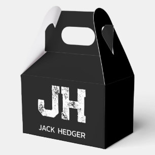 MINIMALISTISCH WEIßES ZWEI-BUCHSTABEN-MONOGRAMM NA GESCHENKSCHACHTEL