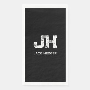 MINIMALISTISCH WEIßES ZWEI-BUCHSTABEN-MONOGRAMM NA SERVIETTE