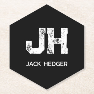 MINIMALISTISCH WEIßES ZWEI-BUCHSTABEN-MONOGRAMM NA UNTERSETZER