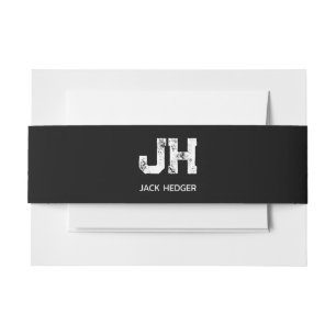 MINIMALISTISCH WEIßES ZWEIBUCHSTABEN-MONOGRAMM NAM EINLADUNGSBANDEROLE