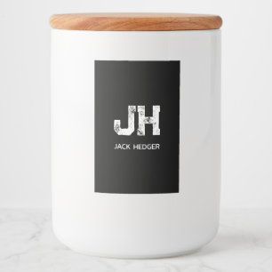 MINIMALISTISCH WEIßES ZWEIBUCHSTABEN-MONOGRAMM-NAM LEBENSMITTELETIKETT