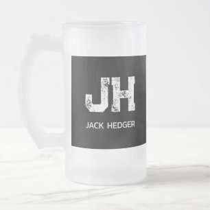 MINIMALISTISCH WEIßES ZWEIBUCHSTABEN-MONOGRAMM NAM MATTGLAS BIERGLAS