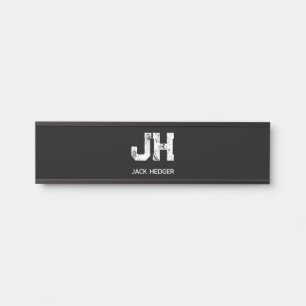MINIMALISTISCH WEIßES ZWEIBUCHSTABEN-MONOGRAMM NAM TÜRSCHILD