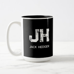 MINIMALISTISCH WEIßES ZWEIBUCHSTABEN-MONOGRAMM NAM ZWEIFARBIGE TASSE