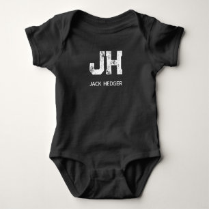 MINIMALISTISCH WEIßES ZWEIBUCHSTABIGES MONOGRAMM N BABY STRAMPLER