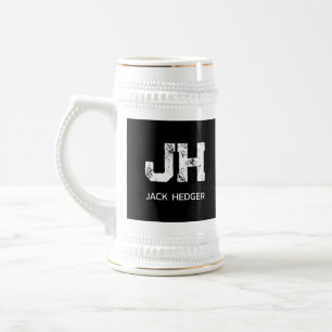MINIMALISTISCH WEIßES ZWEIBUCHSTABIGES MONOGRAMM N BIERGLAS