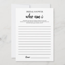 Minimalistisch wer ich bin Brautparty Game Card Einladung