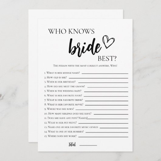 Minimalistisch Wer kennt die Bridge the Most Game Einladung (Vorne/Hinten)