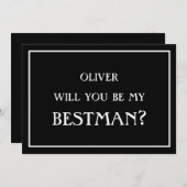 Minimalistisch werden Sie mein Bestman Black-Vorsc Einladung (Vorne/Hinten)