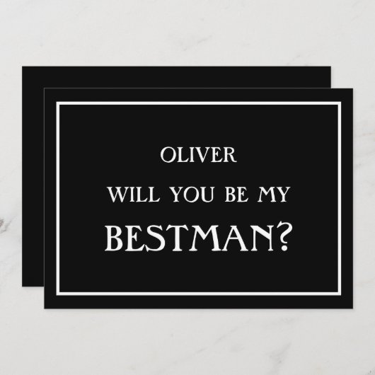 Minimalistisch werden Sie mein Bestman Black-Vorsc Einladung (Vorne/Hinten)