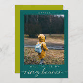 Minimalistisch Werden Sie mein Ring Bearer Foto Ch Einladung (Vorne/Hinten)