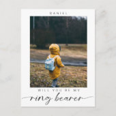 Minimalistisch Werden Sie mein Ring Bearer Foto Ch Postkarte (Vorderseite)