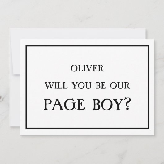 Minimalistisch werden Sie unser Page Boy Vorschlag Einladung (Vorderseite)