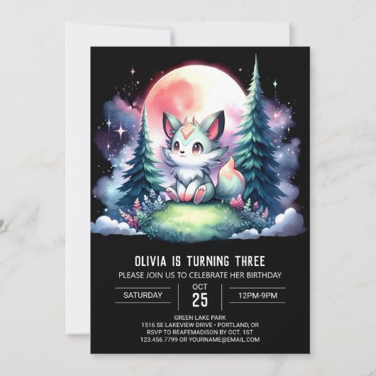 Minimalistisch Whimsical Wolf Geburtstag Einladung (Vorderseite)