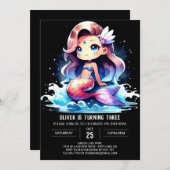 Minimalistisch Whimsy Mermaid Birthday Einladung (Vorne/Hinten)