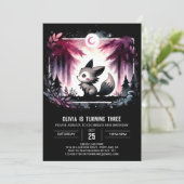 Minimalistisch Whimsy Wolf Geburtstag Einladung (Stehend Vorderseite)