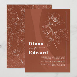 Minimalistisch White and Terracotta Boho Wedding Einladung