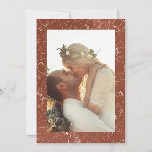 Minimalistisch White and Terracotta Boho Wedding F Einladung (Rückseite)