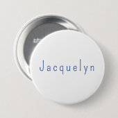 Minimalistisch White Blue Schlicht Elegante Modern Button (Vorne & Hinten)