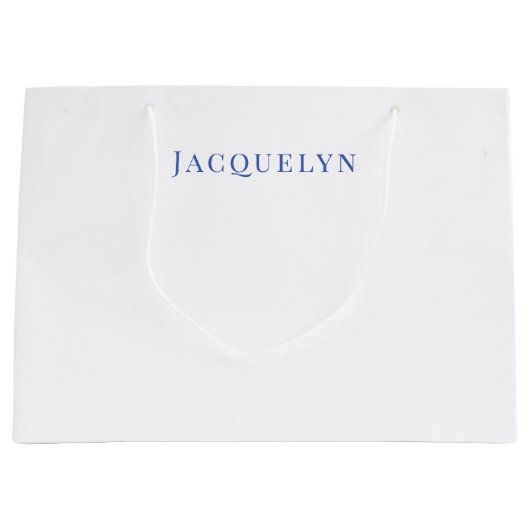 Minimalistisch White Blue Schlicht Elegante Modern Große Geschenktüte (Vorderseite)