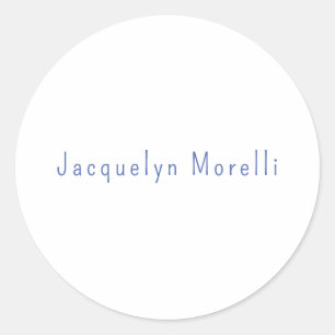 Minimalistisch White Blue Schlicht Elegante Modern Runder Aufkleber