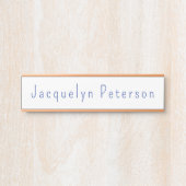 Minimalistisch White Blue Schlicht Elegante Modern Türschild (Vorderseite )