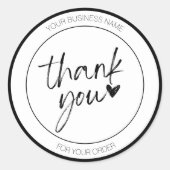 Minimalistisch White Dankeschön Brush Herbst Custo Runder Aufkleber (Vorderseite)