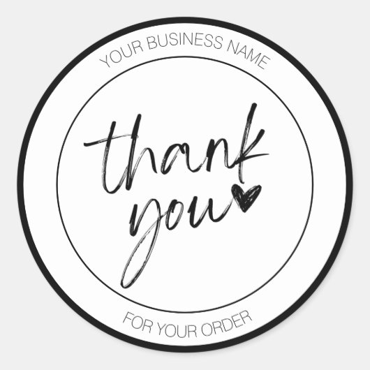 Minimalistisch White Dankeschön Brush Herbst Custo Runder Aufkleber (Vorderseite)