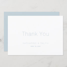 Minimalistisch White Dusty Blue Wedding Vielen Dan Dankeskarte