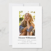 Minimalistisch White Elegant Foto Uni-Abschluß Ankündigung (Vorderseite)