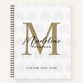 Minimalistisch White Gold Anahaw Leaf Script Monog Notizblock
