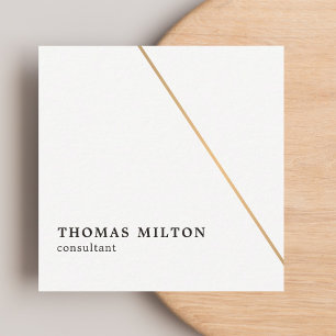 Minimalistisch White Imitats Gold Line Consultant Quadratische Visitenkarte