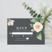 Minimalistisch White Japanese Camellia Wedding RSV Begleitkarte (Stehend Vorderseite)