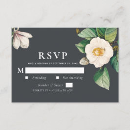 Minimalistisch White Japanese Camellia Wedding RSV Begleitkarte