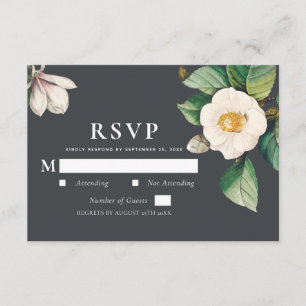 Minimalistisch White Japanese Camellia Wedding RSV Begleitkarte