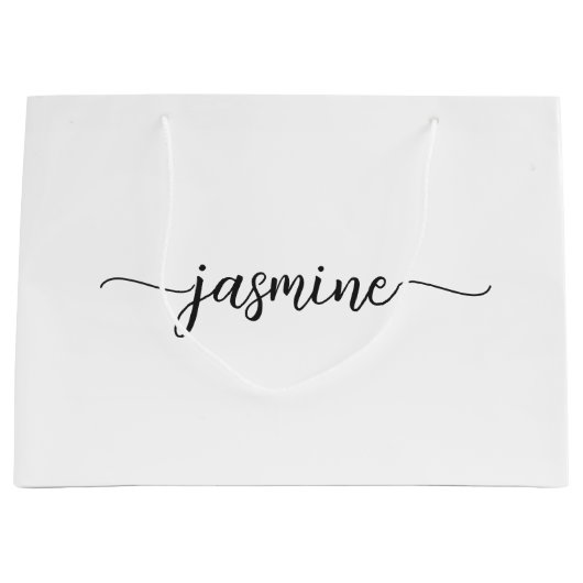 Minimalistisch-White-Monogram-Girly-Kalligraphie-S Große Geschenktüte (Vorderseite)