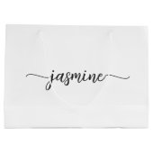 Minimalistisch-White-Monogram-Girly-Kalligraphie-S Große Geschenktüte (Rückseite)