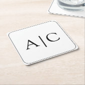 Minimalistisch-White-Monogram-Hochzeit Rechteckiger Pappuntersetzer (angewinkelt)