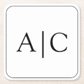 Minimalistisch-White-Monogram-Hochzeit Rechteckiger Pappuntersetzer (Vorderseite)