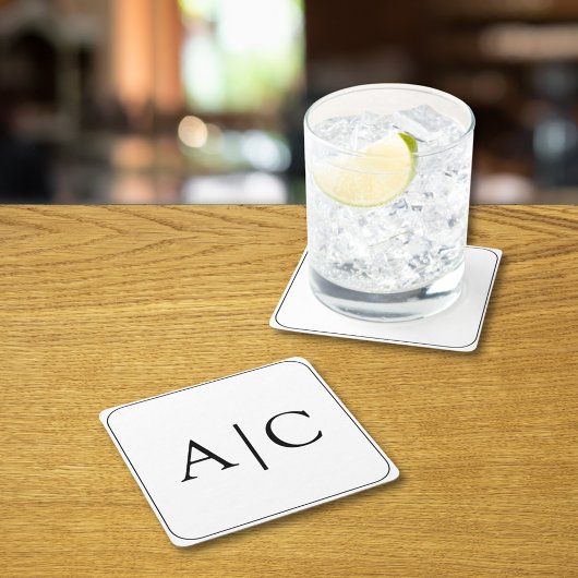 Minimalistisch-White-Monogram-Hochzeit Rechteckiger Pappuntersetzer