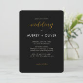 Minimalistisch White on Black Typografy Wedding Einladung (Stehend Vorderseite)