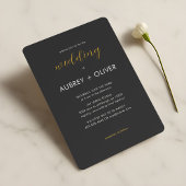 Minimalistisch White on Black Typografy Wedding Einladung