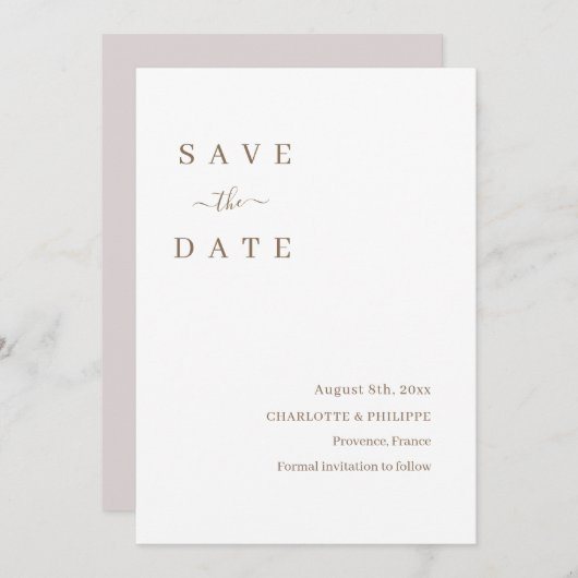 Minimalistisch-White-Save the Date-Hochzeitseinlad Einladung (Vorne/Hinten)