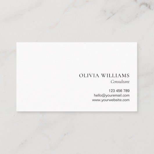 Minimalistisch White Simple Beruflich Visitenkarte (Rückseite)