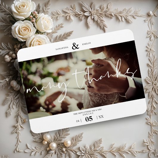Minimalistisch White Vielen Dank Foto Couple Weddi Magnet