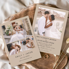 Minimalistisch White Wedding Terracotta Vier Foto Einladung